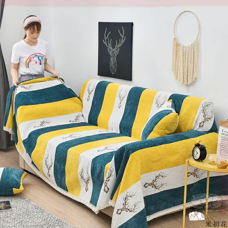 ソファーカバー 波模様北欧風マルチカバー２人掛け用