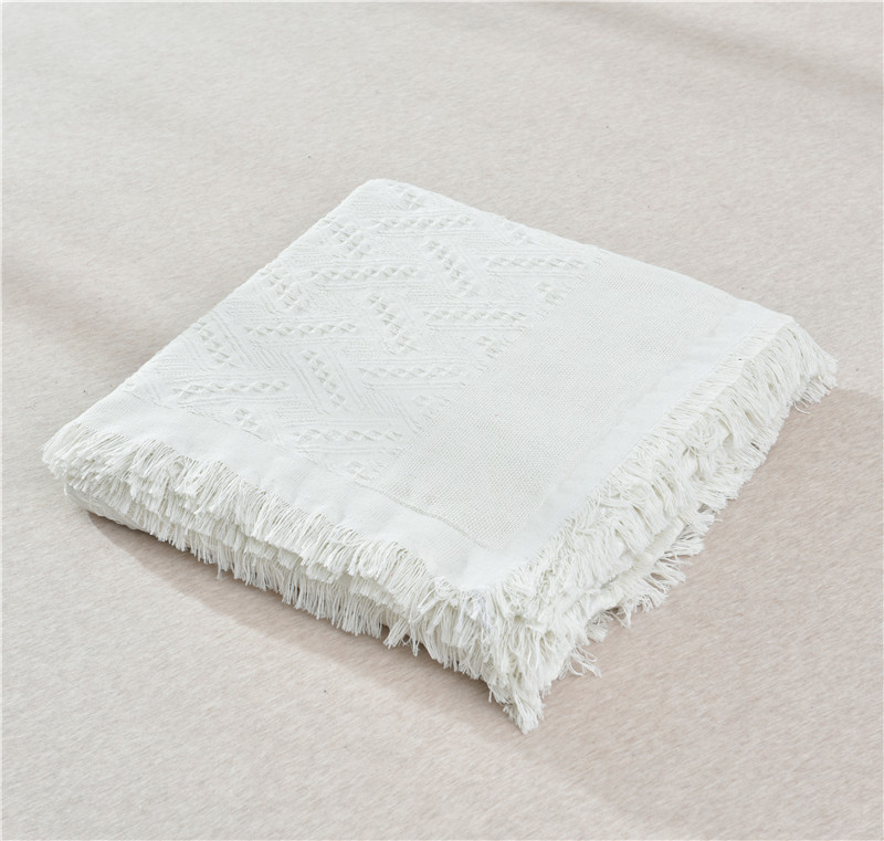 ソファーカバー 幾何学模様織り房飾り付きマルチカバー