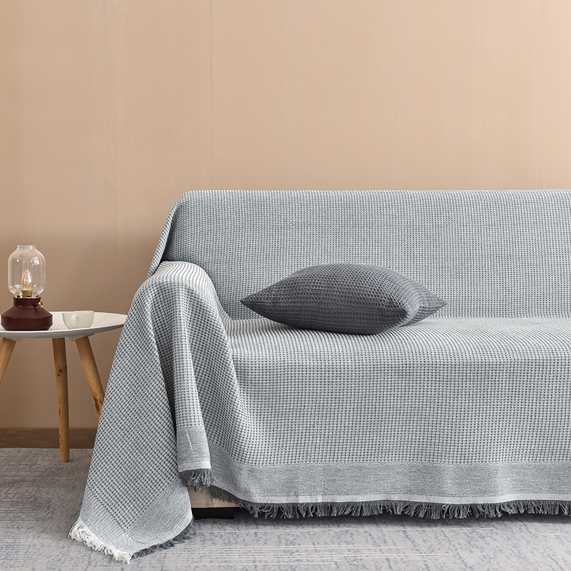 ソファーカバー 幾何学模様織りフリンジ付きマルチカバー