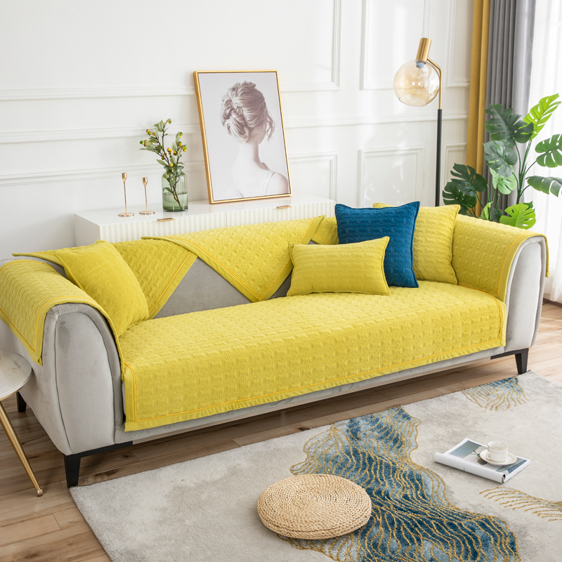 ソファーカバー キルティング織り模様付き2人掛けソファーカバー