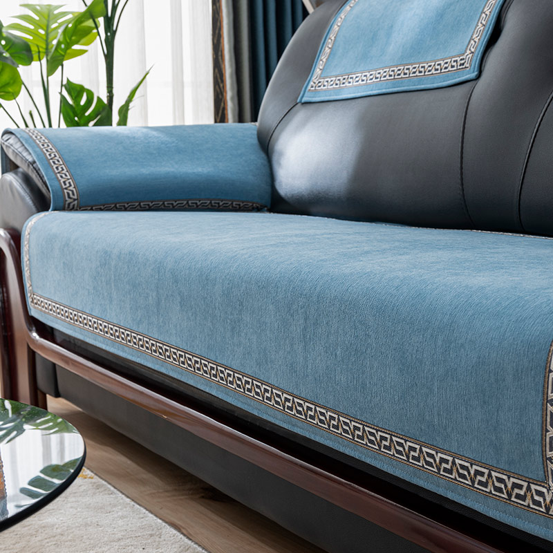 ソファーカバー 高級刺繍縁取り装飾ソファーカバー二人掛け用