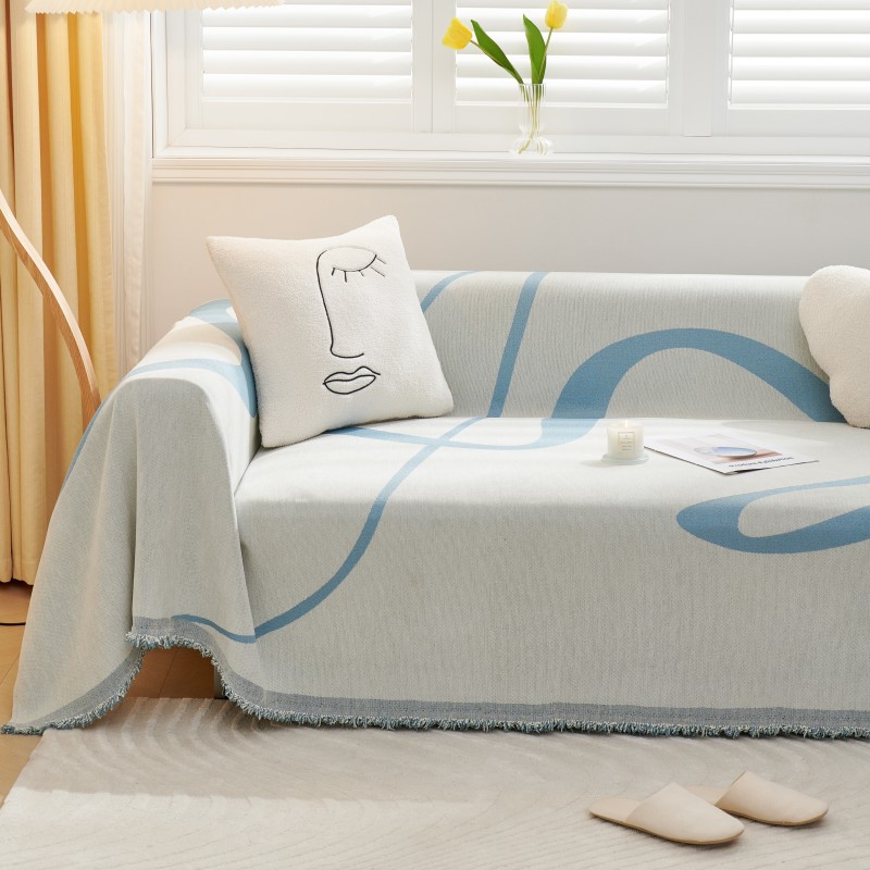 ソファーカバー 曲線デザイン房飾り付きソファーカバー