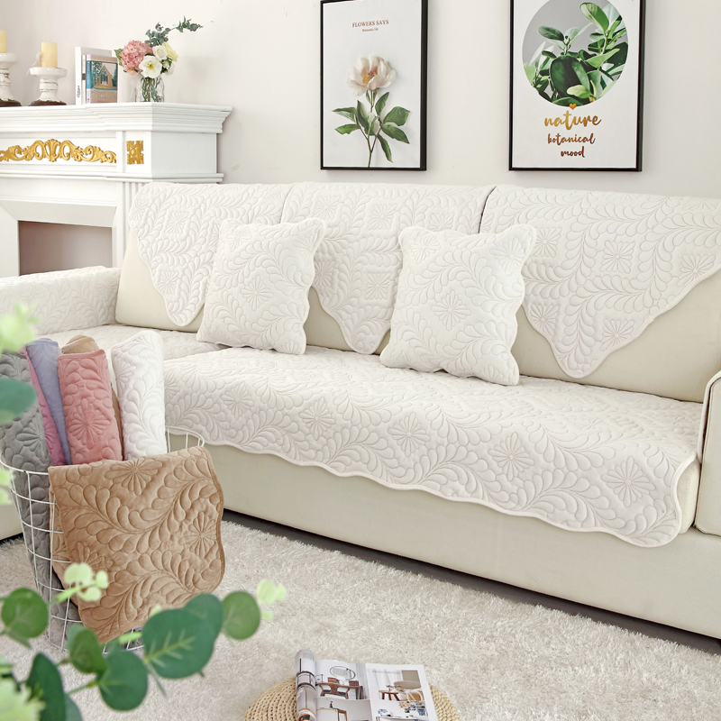 ソファーカバー 刺繍風花柄模様の上品な敷きタイプソファーカバー