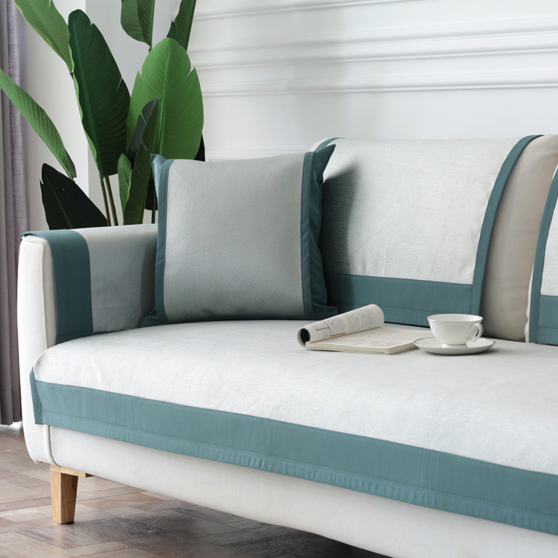 ソファーカバー 縁取り装飾付き上質ソファーカバー二人掛け用