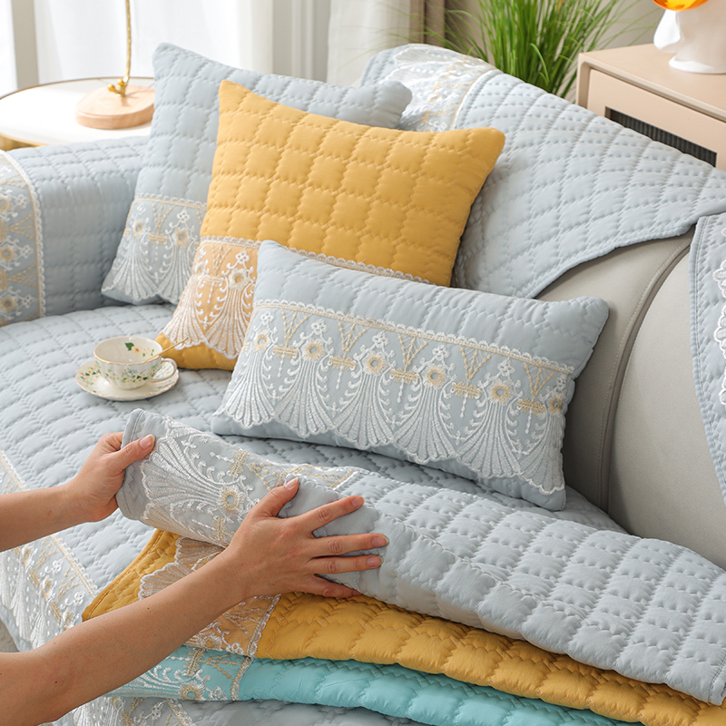 ソファーカバー 豪華刺繍レース装飾キルティングソファーカバー