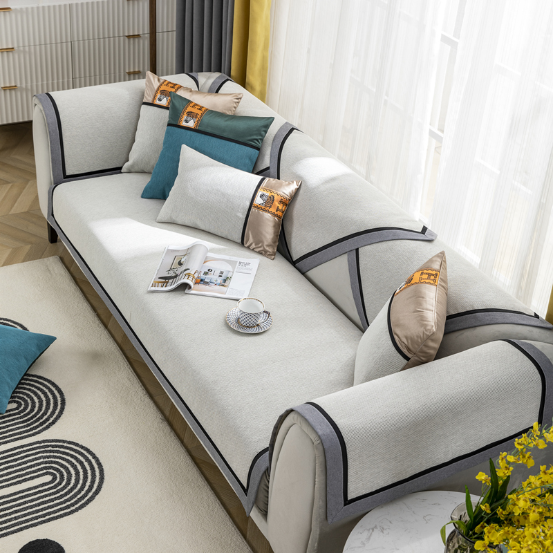 ソファーカバー 高級感溢れるパイピング装飾2人掛けソファーカバー