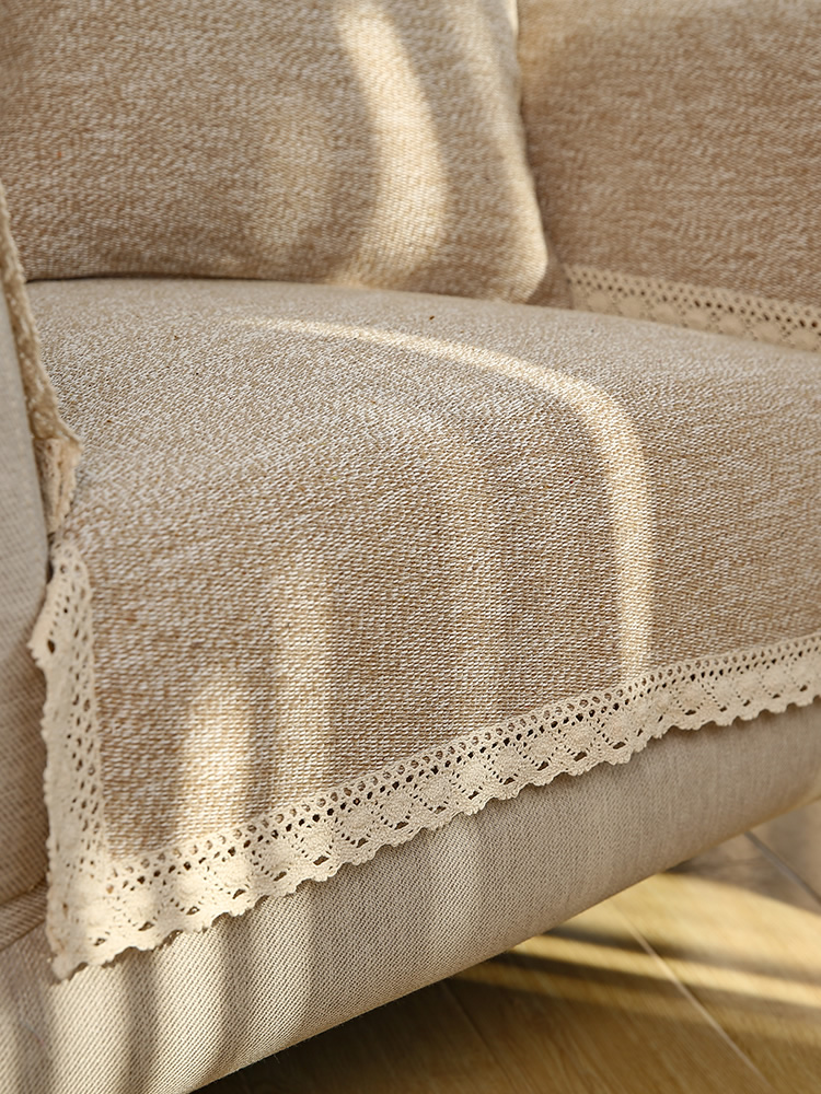 ソファーカバー 編み込みレース縁取り高級織り生地ソファーカバー