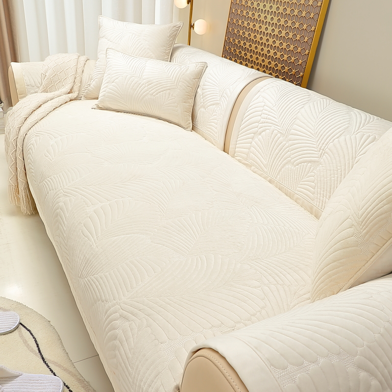 ソファーカバー 立体羽根模様キルティング伸縮ソファーカバー