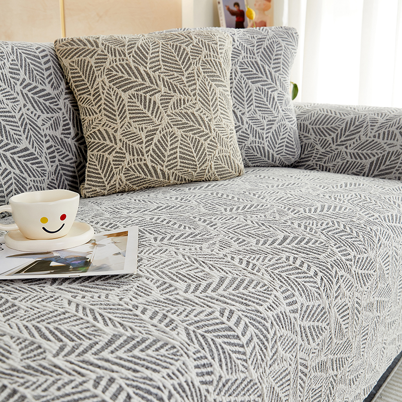 ソファーカバー 葉柄模様伸縮素材二人掛けソファーカバー