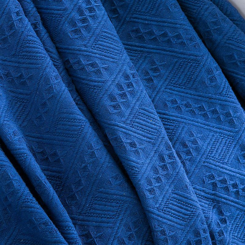 ソファーカバー 幾何学模様織り込みフリンジ付きマルチカバー