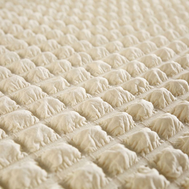 ソファーカバー 立体編み模様フリル付き伸縮ソファーカバー