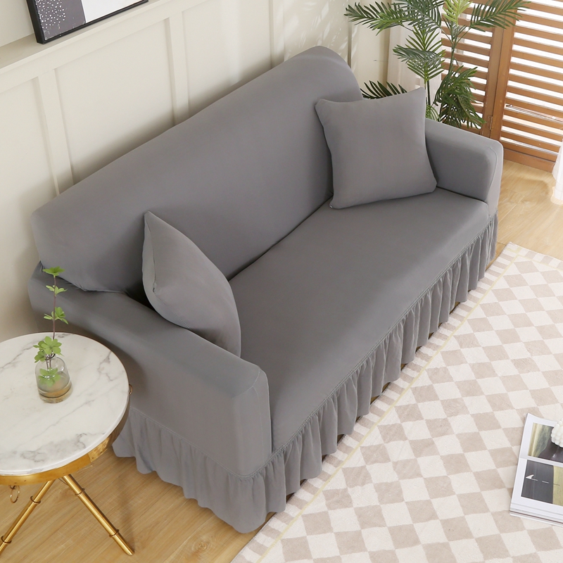 ソファーカバー 優雅なフリル付き伸縮フィット型ソファーカバー