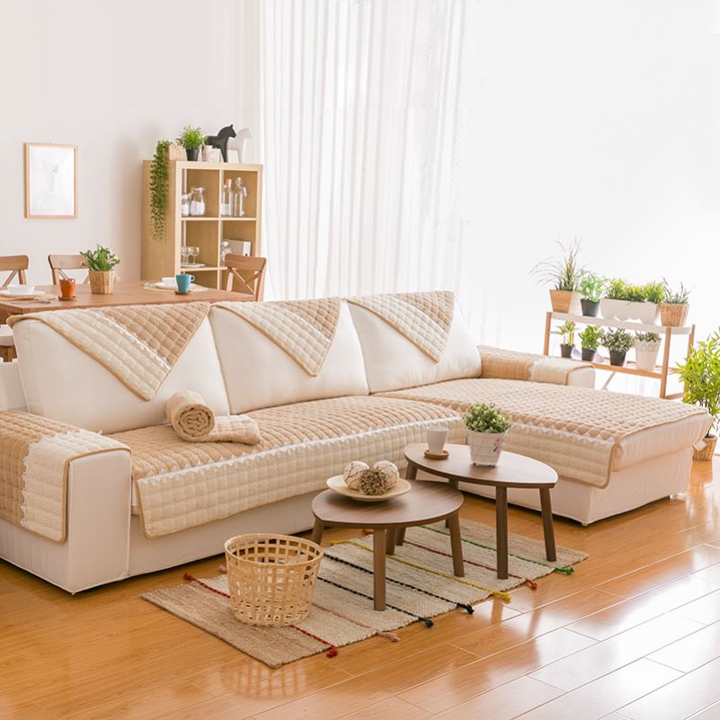 ソファーカバー 幾何学模様キルティング風三人掛けソファーカバー