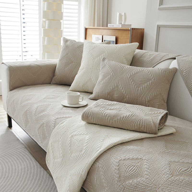 ソファーカバー 幾何学模様立体織りソファーカバー二人掛け用