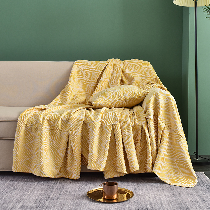 ソファーカバー 幾何学模様編み込み柄マルチカバー