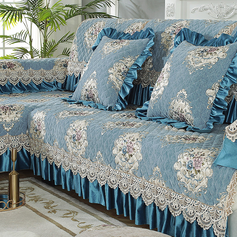 ソファーカバー 宮廷風薔薇刺繍レース付き高級ソファーカバー