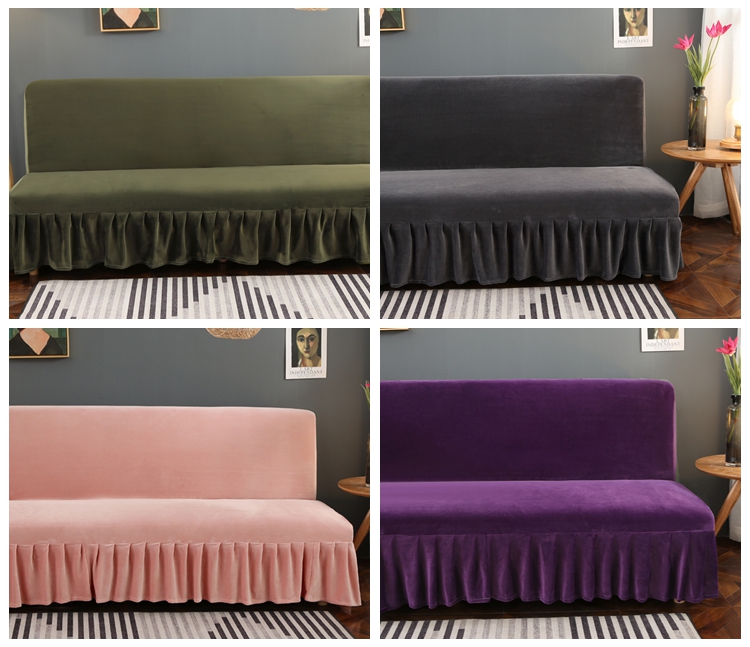 ソファーカバー エレガント裾フリル付きストレッチソファーカバー