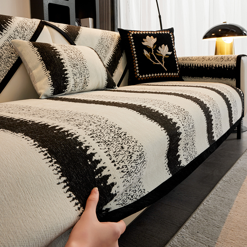 ソファーカバー 民族風織り模様付きフリンジ仕立てソファーカバー