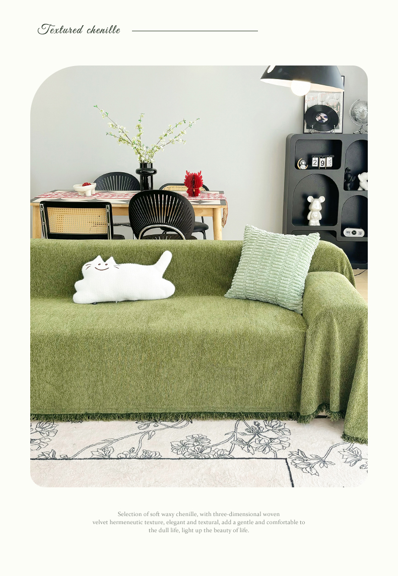 ソファーカバー 立体織りシェニール風合い贅沢二人掛けカバー