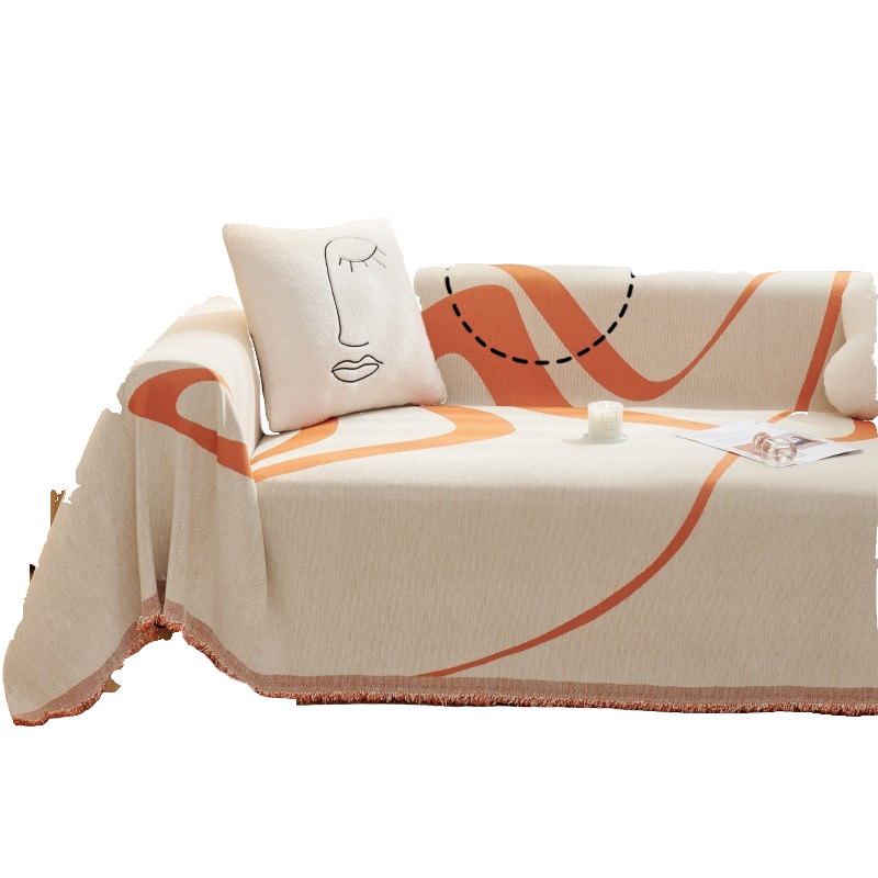 ソファーカバー 曲線デザイン房飾り付きソファーカバー