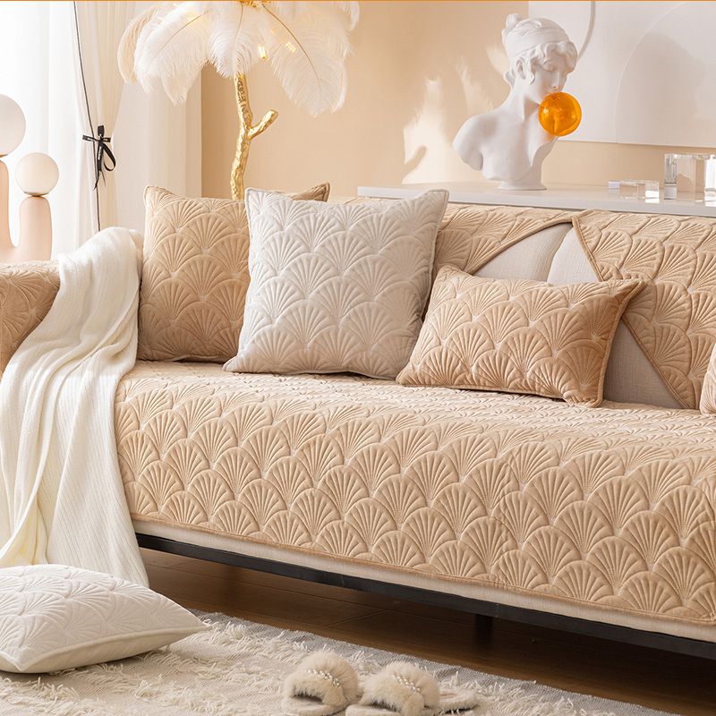 ソファーカバー 扇形模様の上品な伸縮フィット二人掛け座椅子保護カバー