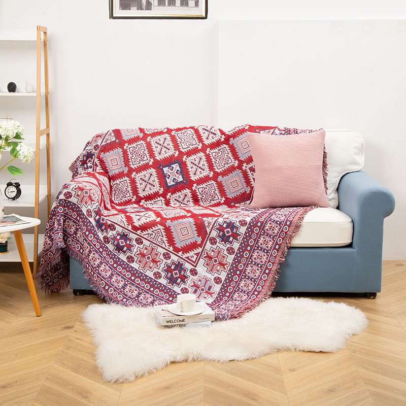 ソファーカバー 民族調幾何学模様ソファーカバー二人掛け用マルチカバー