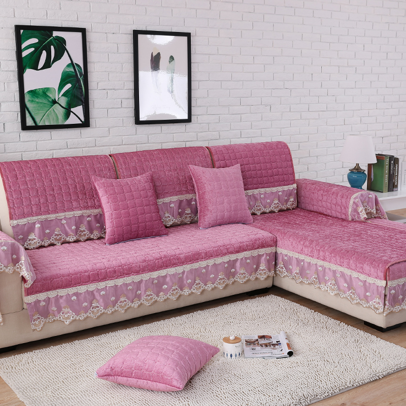 ソファーカバー 高級刺繍レース付きキルティングソファーカバー