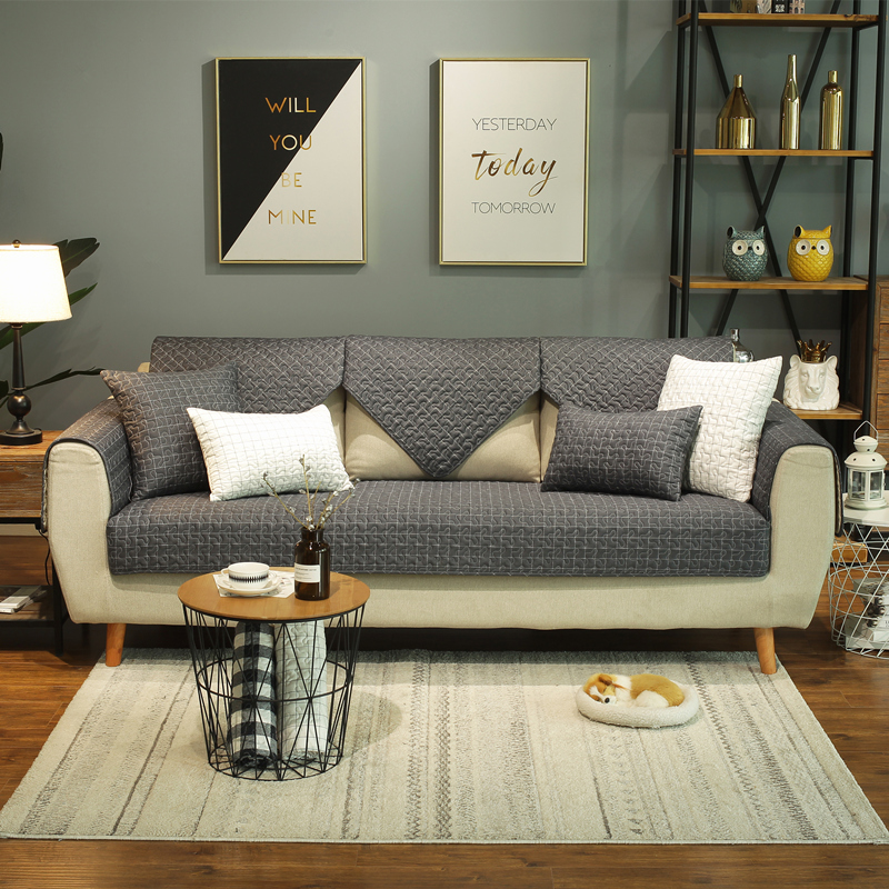 ソファーカバー 格子柄デザイン座面保護ソファーカバー