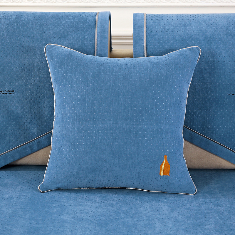 ソファーカバー 小さなヨット刺繍付きフリル装飾三人掛けソファーカバー