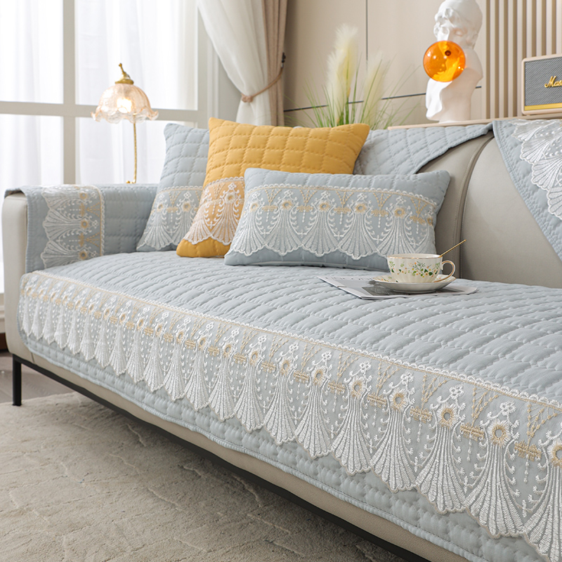 ソファーカバー 豪華刺繍レース装飾キルティングソファーカバー