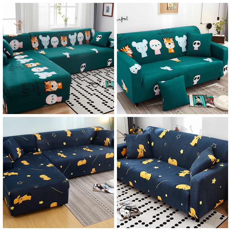 ソファーカバー 可愛い動物柄伸縮フィット式二人掛けソファーカバー