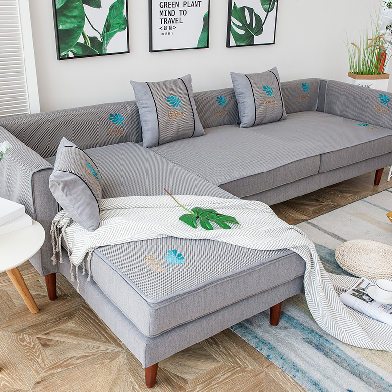 ソファーカバー ボタニカル刺繍ソファーカバー三人掛け用