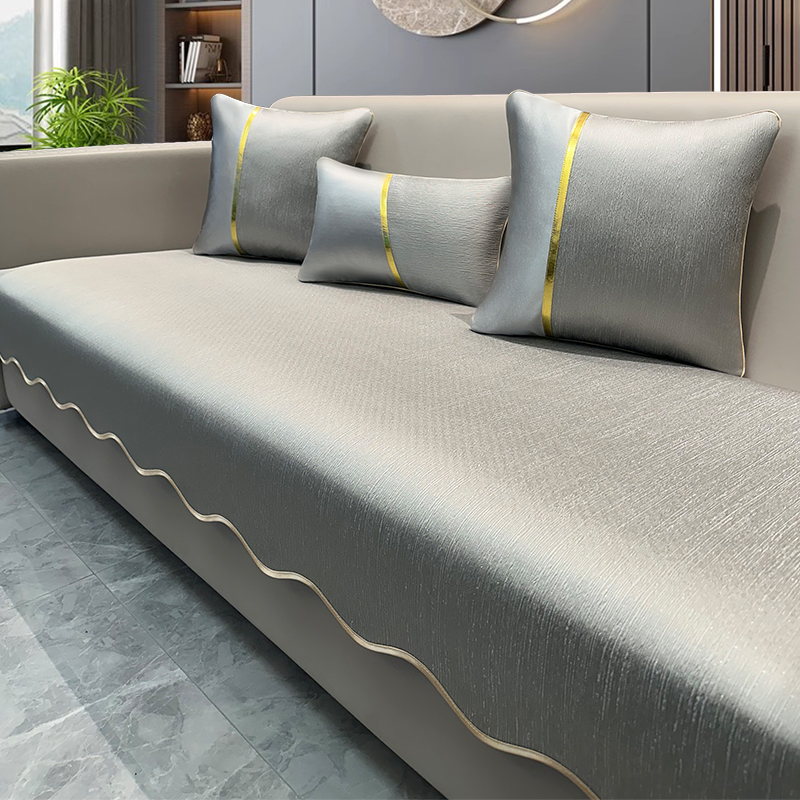 ソファーカバー 波縁デザイン高級質感ソファーカバー二人掛け用