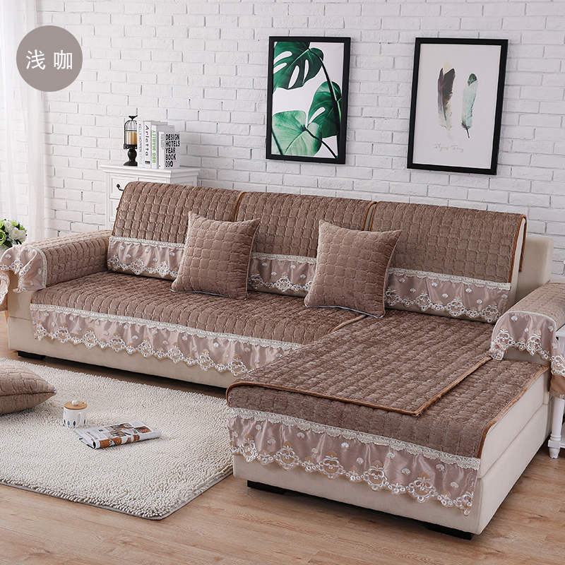 ソファーカバー 高級刺繍レース付きキルティングソファーカバー