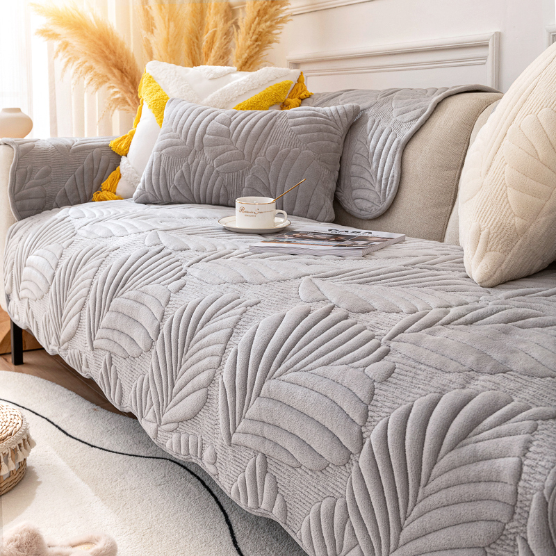 ソファーカバー 立体葉柄キルティング厚手ソファーカバー