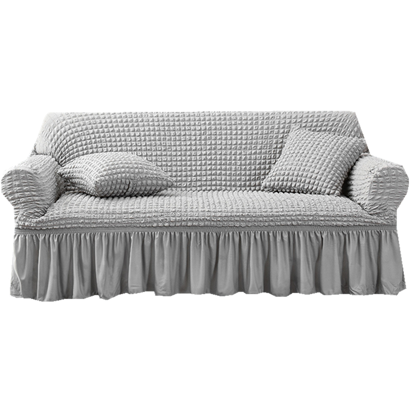 ソファーカバー 優雅なフリル付き立体格子編みソファーカバー