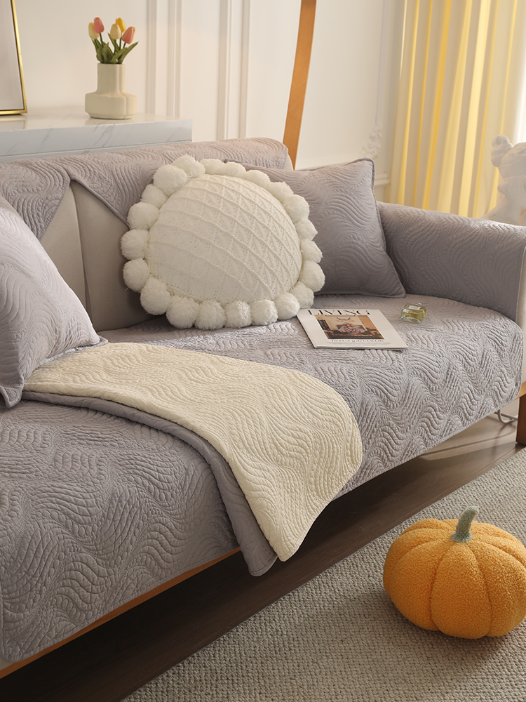 ソファーカバー 波模様キルティング加工二人掛け専用保護カバー