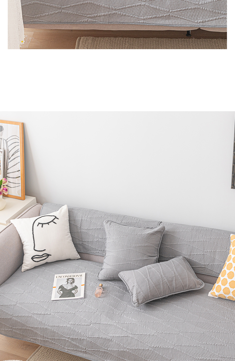 ソファーカバー 編み込み風ジグザグ模様のソファーカバー