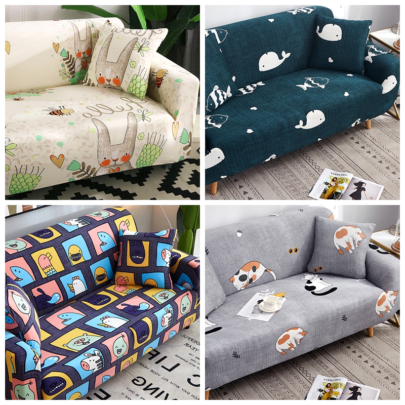 ソファーカバー 可愛い動物柄伸縮フィット式二人掛けソファーカバー