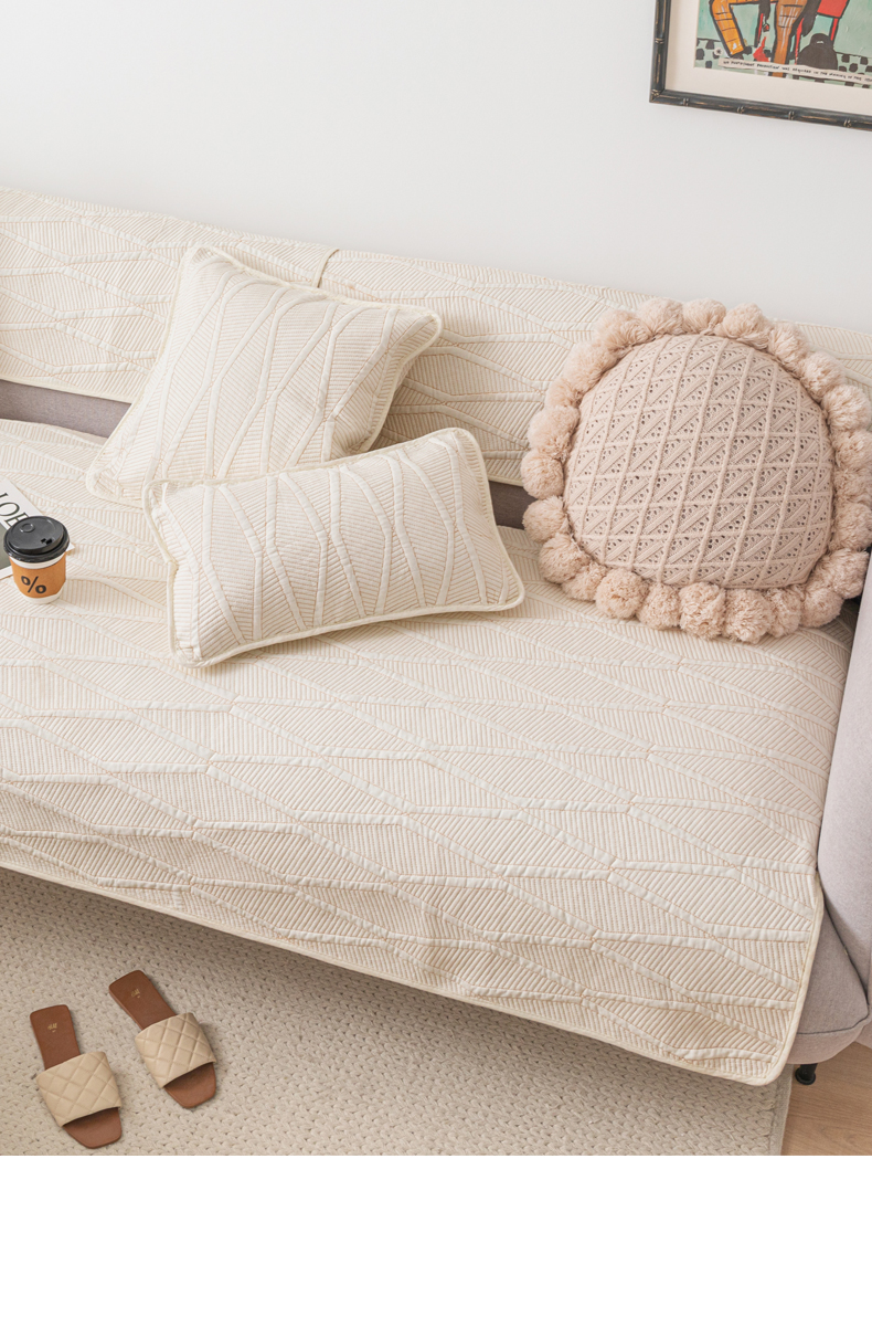 ソファーカバー 編み込み風ジグザグ模様のソファーカバー