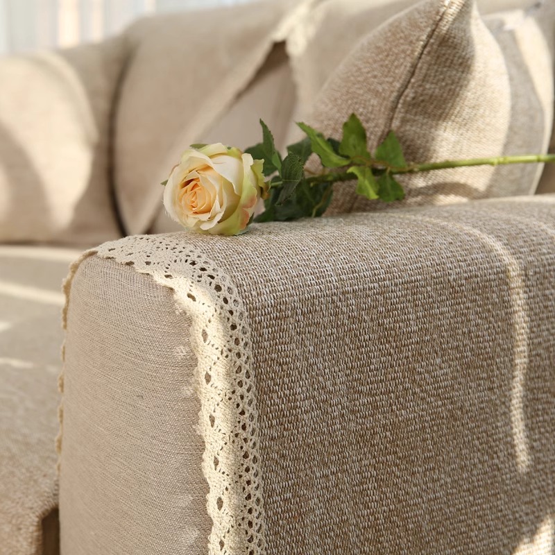 ソファーカバー 上品レース縁取りソファーカバー2人掛け用