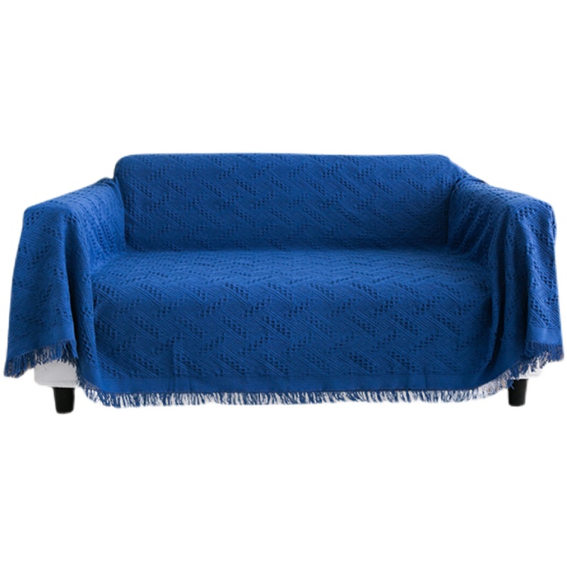 ソファーカバー 幾何学模様織り込みフリンジ付きマルチカバー