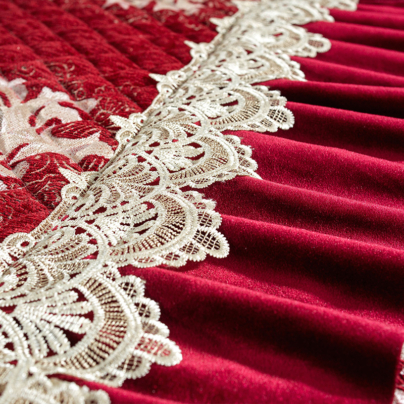 ソファーカバー 華やかペイズリー柄レース付き高級ソファーカバー