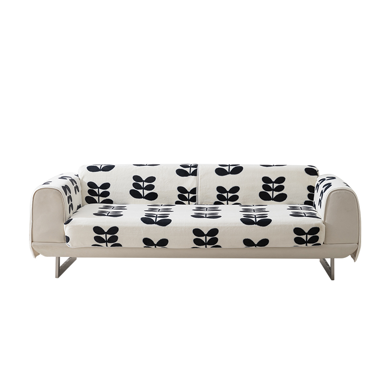 ソファーカバー 北欧風リーフ柄フィット型ソファーカバー