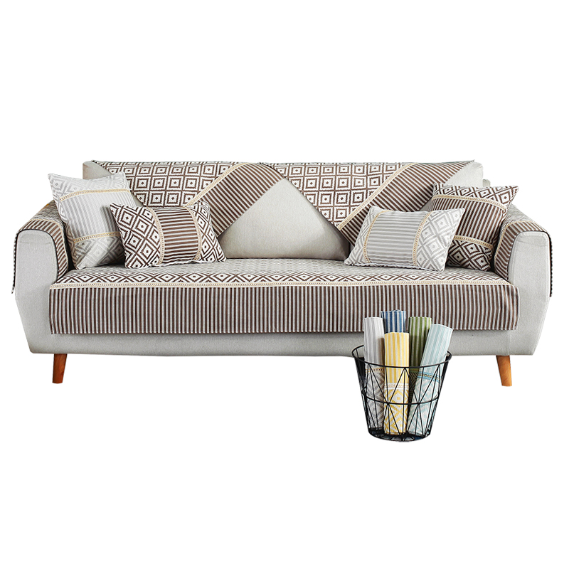 ソファーカバー 幾何学模様とストライプの北欧風ソファーカバー