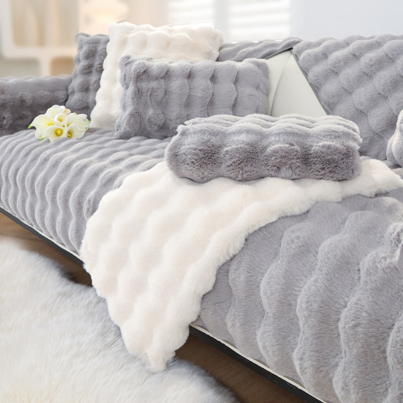 ソファーカバー ふわふわ毛足の長いファー素材ソファーカバー