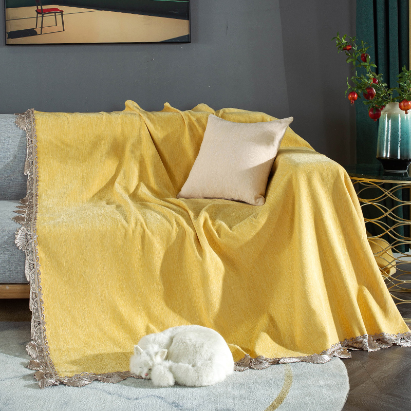 ソファーカバー フリンジ装飾付き上品マルチカバー