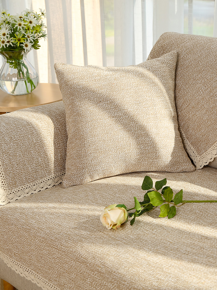 ソファーカバー 編み込みレース縁取り高級織り生地ソファーカバー