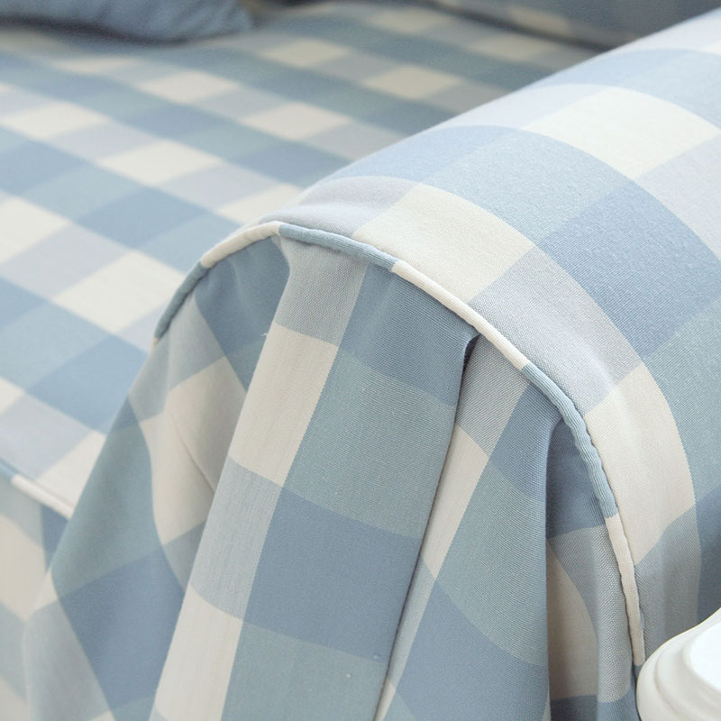 ソファーカバー 北欧風格子柄フリル付きマルチカバー