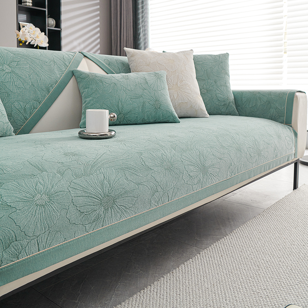 ソファーカバー 花柄刺繍入り高級感ソファーカバー